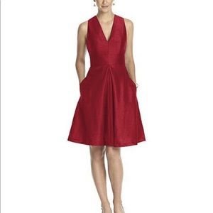 Alfred Sung V-Neck Dupioni Cocktail Dress NWT